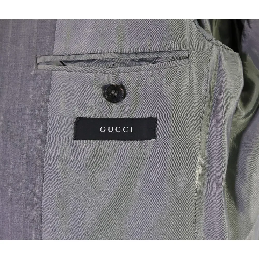 Gucci Tom Ford Era Light Gray Striped 2-Btn Wool Suit 36R